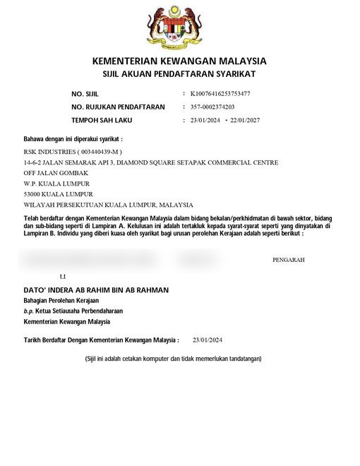 MOF Certificate